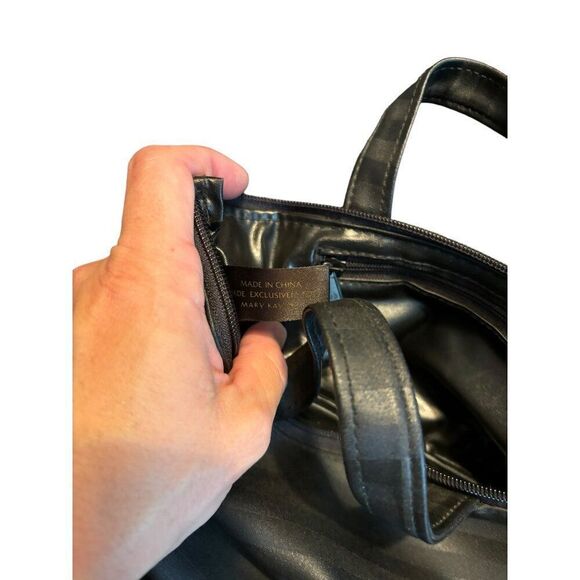 Mary Kay Black Striped Handbag With Zipper & Handles - Picture 5 of 11